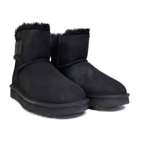 Bailey Mini Logo Strap Suede Black