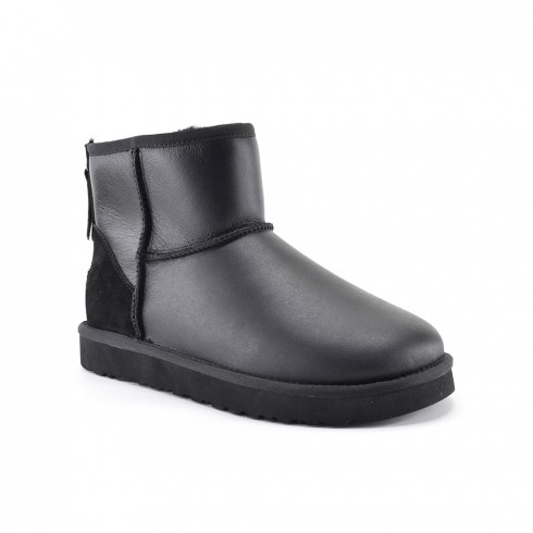 Mini zip Metallic Black