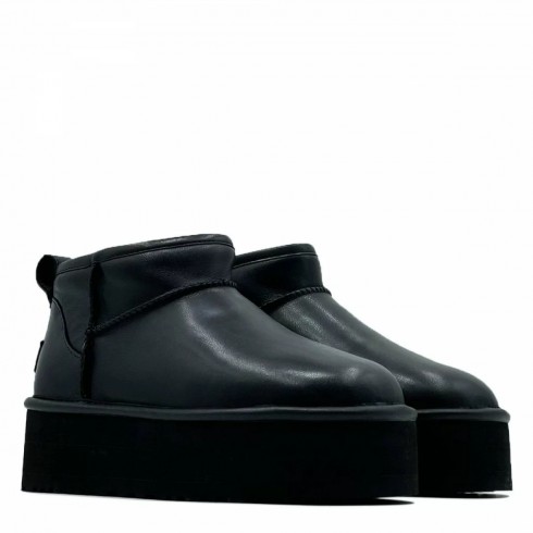 Ultra Mini Platform Leather Black
