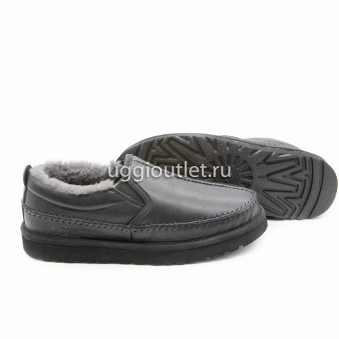 Neumel Stitch Slip On Leather Black