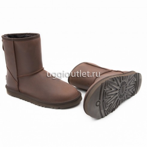 Zip Short Leather Chocolate