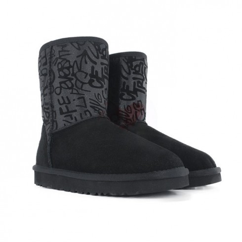 CLASSIC SHORT SPARKLE GRAFFITI BOOT Black
