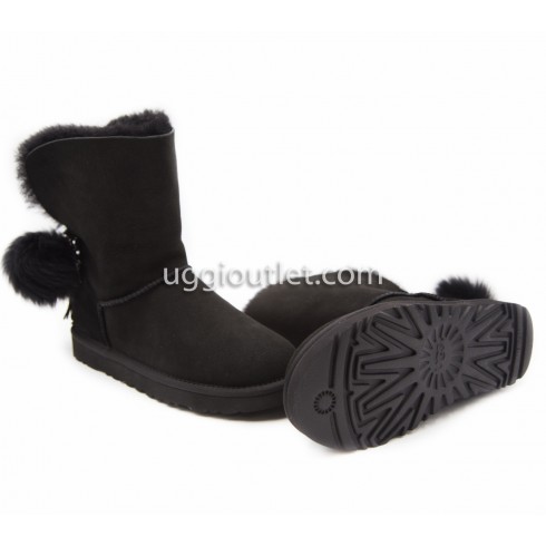Charm Heel Hair Balll Pom II Black