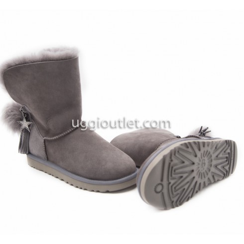 Charm Heel Hair Balll Pom II Grey