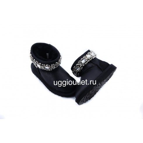 Kids Jeweled Metallic Black