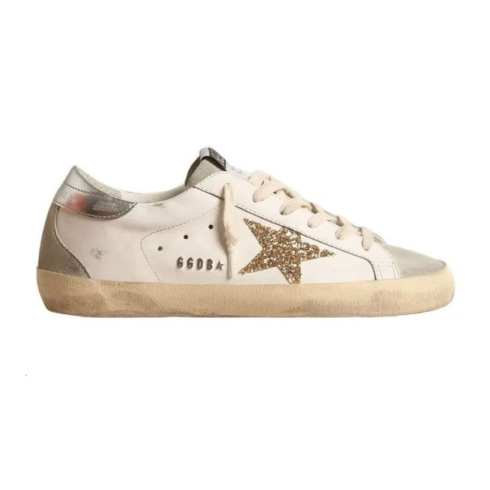 Golden Goose Superstar Gold Glitter Star Ice Grey Suede Inserts
